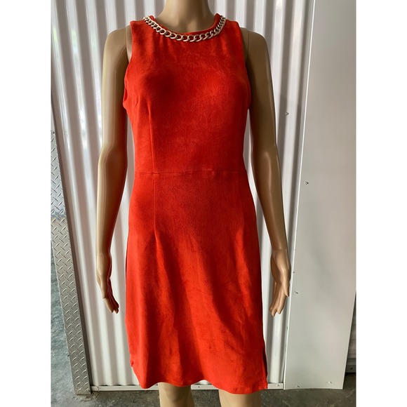Julie Brown NYC Mini Dress Chain Detail Sleeveless Orange Dress Size S - Picture 1 of 8